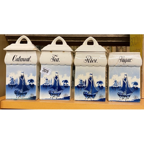 309 - SET OF DELFT KITCHEN CONTAINERS