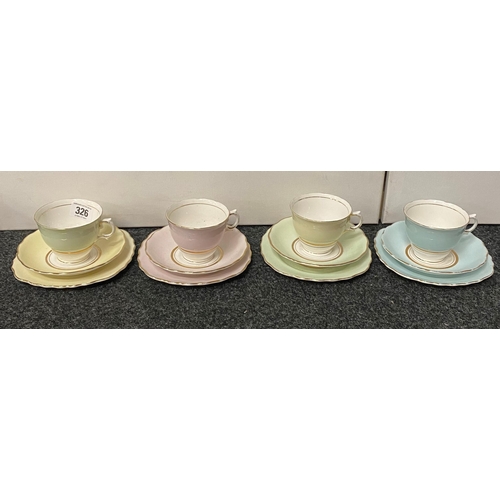 326 - SELECTION OF CABINET CUPS AND SAUCERS BY COLCLOUGH