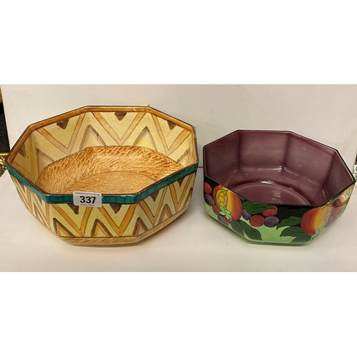 337 - TWO VINTAGE HAND PAINTED H&K TUNSTALL FRUIT BOWLS