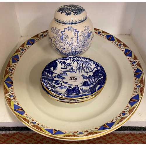 374 - SELECTION OF CHINA INCLUDING ROYAL CROWN DERBY AND MASONS