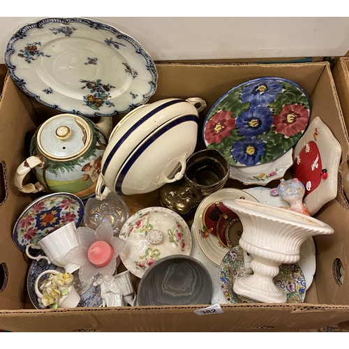 382 - BOX OF MISCELLANEOUS NAMED POTTERY AND CHINA