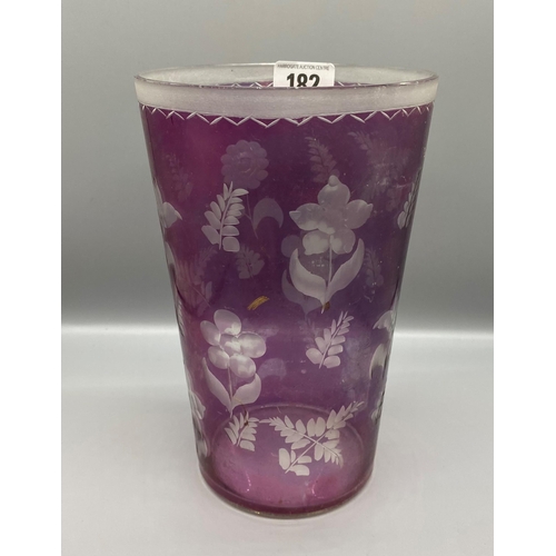 182 - VICTORIAN AMETHYST GLASS FLORAL VASE