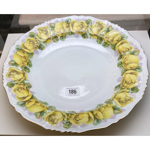 186 - VINTAGE BAVARIAN YELLOW ROSE CAKE PLATE