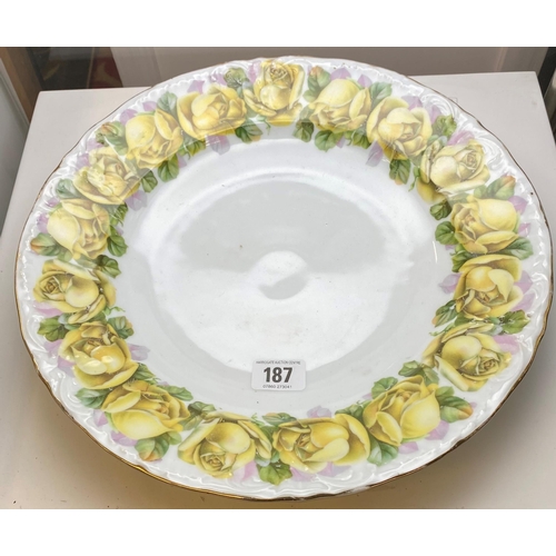 187 - VINTAGE BAVARIAN YELLOW ROSE CAKE PLATE