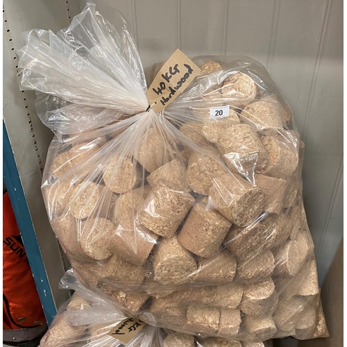 20 - 40KG BAG OF HARDWOOD BRIQUETTES