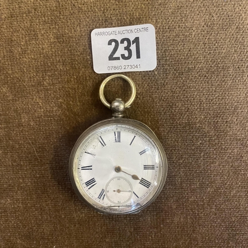 231 - SOLID SILVER POCKET WATCH 80.17G