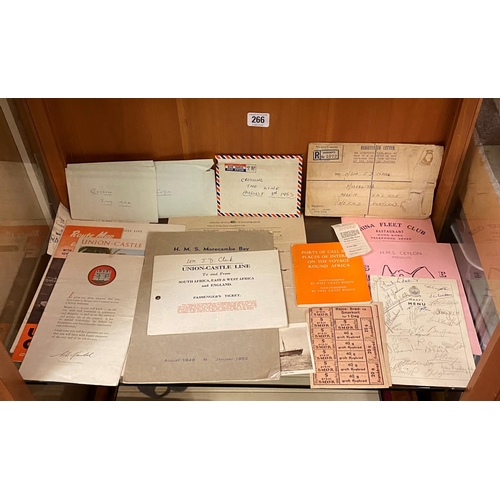 266 - EARLY TRAVEL MEMORABILIA INCLUDING POSTCARDS AND MENUS