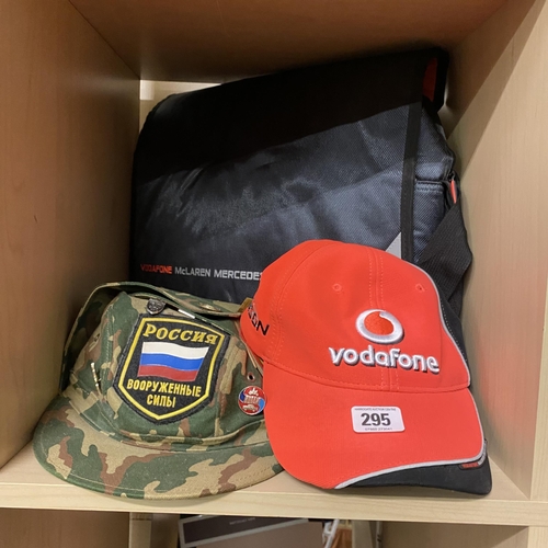 295 - TWO HATS AND A MCLAREN OFFICIAL TEAM BAG