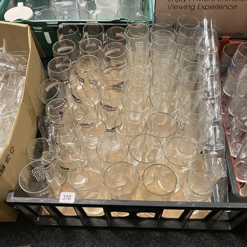 310 - SELECTION BRANDED GLASSWARE INCLUDING SAN MIGUEL ,MAGNERS AND OTHERS