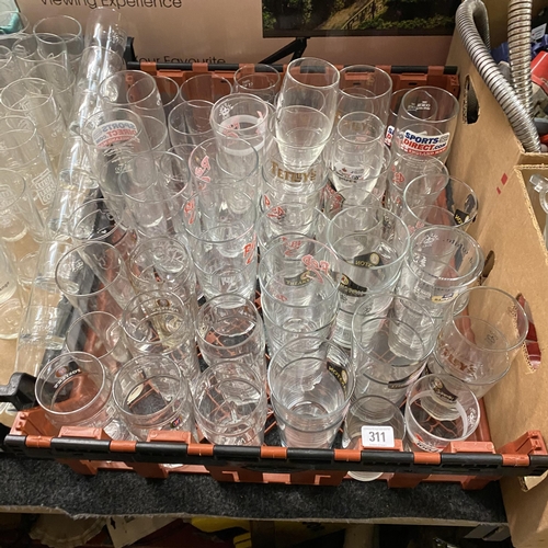 311 - SELECTION BRANDED GLASSWARE INCLUDING SAN MIGUEL ,MAGNERS AND OTHERS