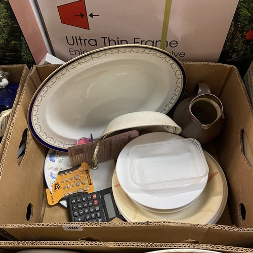 318 - BOX OF NAMED PORCELAIN AND CHINA