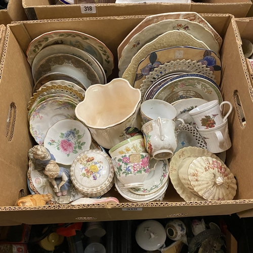 319 - BOX OF NAMED PORCELAIN AND CHINA