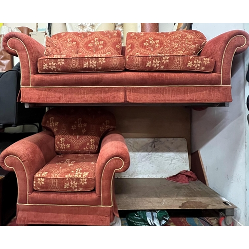 48 - 2 SEATER SETTEE AND A CHAIR - VERY GOOD CONDITION