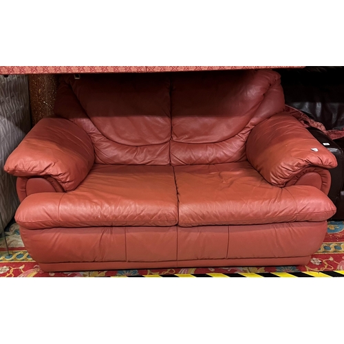 49 - SOFT LEATHER 2 SEATER SOFA