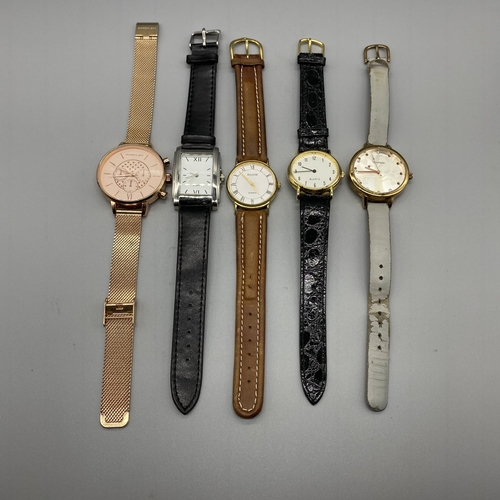 104 - FIVE LADIES QUARTZ WATCHES INCLUDING SEKONDA AND ACCURIST IN WORKING ORDER