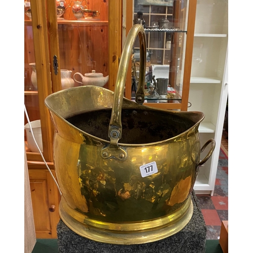 177 - VINTAGE BRASS COAL SCUTTLE