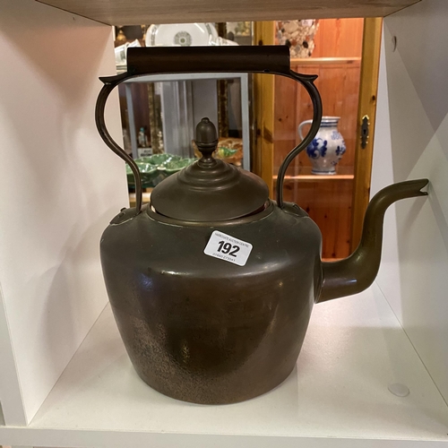 192 - ANTIQUE RUSTIC VICTORIAN COPPER KETTLE WITH ACORN FINIAL