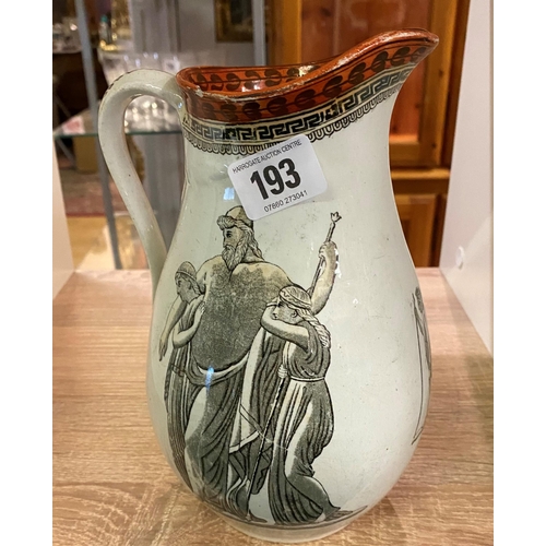 193 - JOHN FLAXMAN INSPIRED CLASSICAL THEMED POTTERY PITCHER