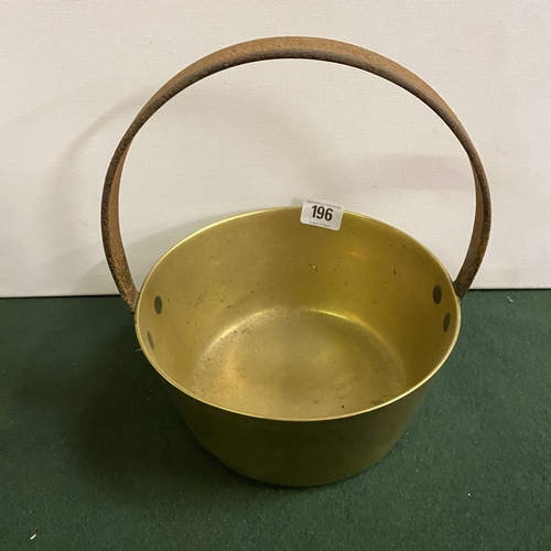 196 - ANTIQUE BRASS JAM PAN