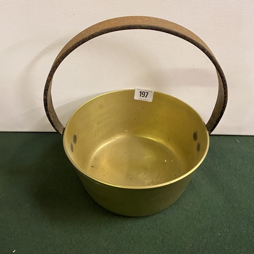 197 - ANTIQUE BRASS JAM PAN