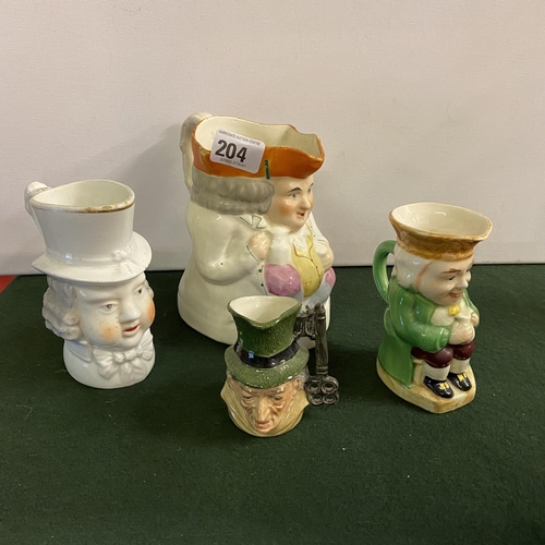 204 - FOUR TOBY JUGS INCLUDING ROYAL DOULTON