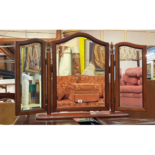 36 - MAHOGANY TRIPLE DRESSING TABLE MIRROR