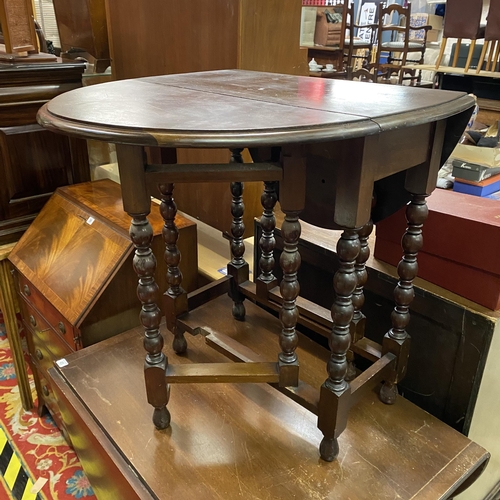 40 - MAHOGANY BOBBIN LEG DROP LEAF TABLE