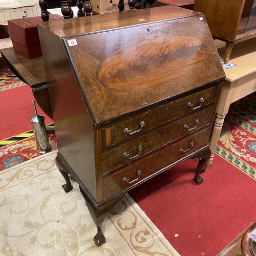 42 - WALNUT BUREAU WITH SLIDING INTERIOR