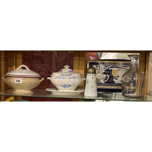 486 - MISCELLANEOUS TUREENS AND CHINA