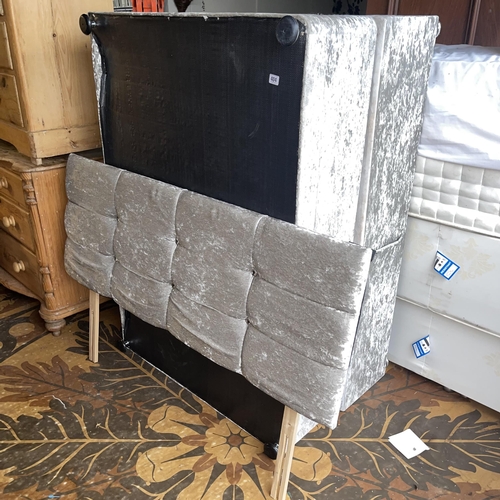 404 - CRUSHED VELVET THREE QUATER BED WITH HEADBOARD
