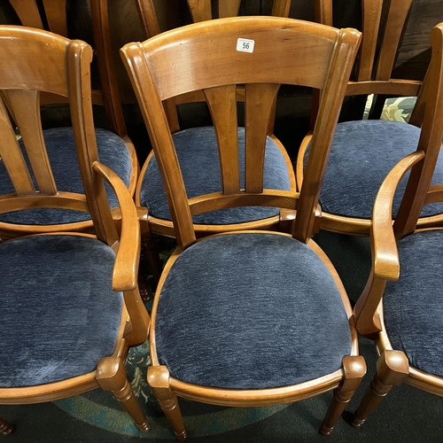 56 - SET OF FOUR CHAIRS AND TWO CARVERS IN MAHOGANY