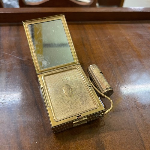 307 - VINTAGE MOTHER OF PEARL EVENING CASE INCLUDES LIPSTICK MIRROR COMPACT