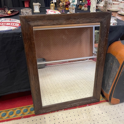 498 - OAK FRAMED WALL MOUNTED MIRROR