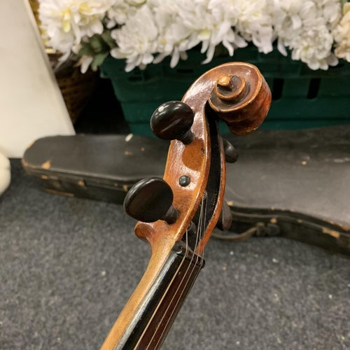 412 - VIOLIN WITH CASE AND TWO BOWS IN GOOD CONDITION