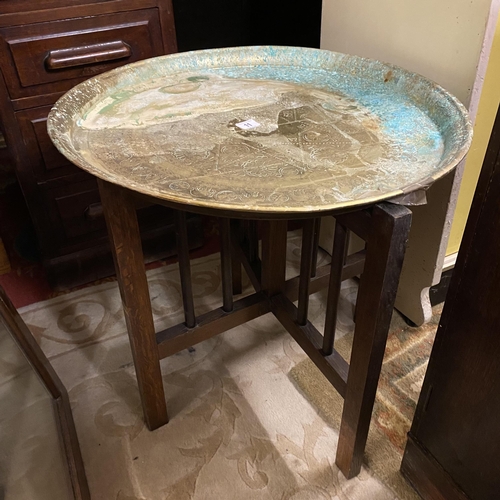 11 - INDIAN BRASS TRAY TABLE