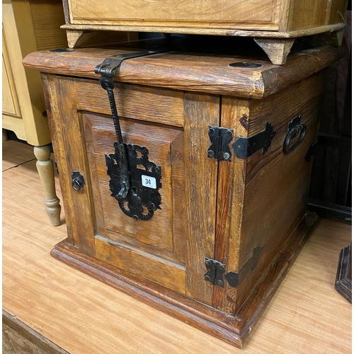 34 - BARKER AND STONEHOUSE METAL BOUND CABINET