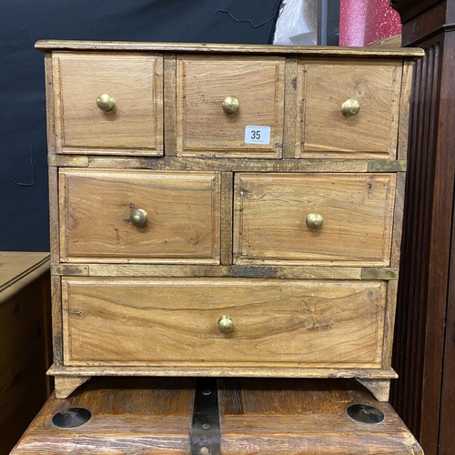 35 - FRUITWOOD SIX DRAWER MINIATURE CHEST