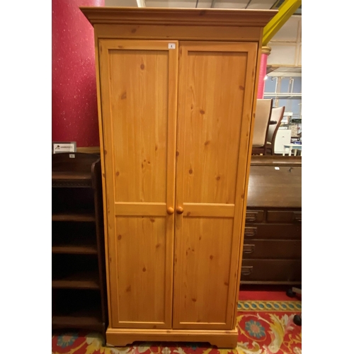 4 - PINE DOUBLE DOOR WARDROBE