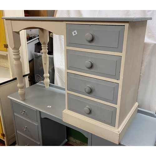 46 - PAINTED PINE SINGLE PEDESTAL DESK WITH FOUR DRAWERS