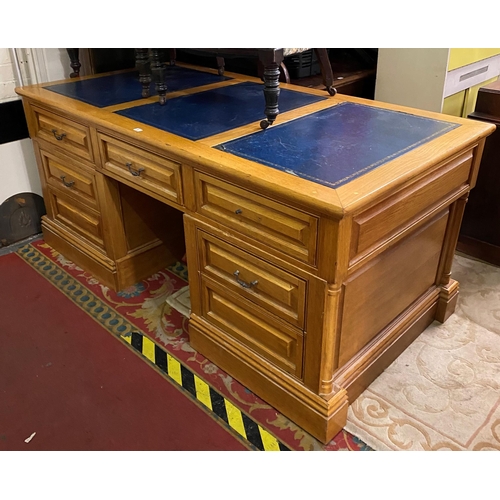 9 - SOLID GOLDEN OAK LARGE DESK 6FT LONG