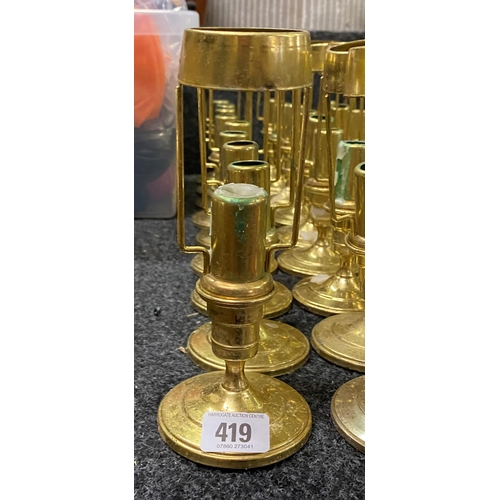 419 - 9 X BRASS CANDLE STICKS