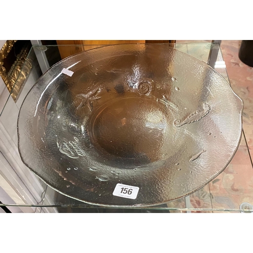 156 - EXTREMELY LARGE GLASS BOWL FEATURING SEA CREATURES