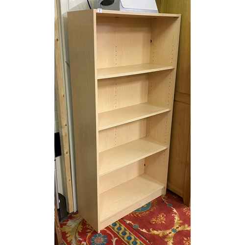 2 - BEECH FOUR SHELF BOOKCASE