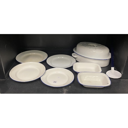 292 - SELECTION OF ENAMEL WARE