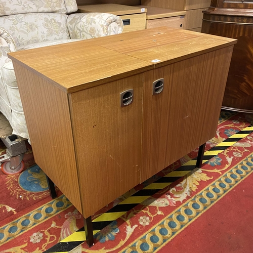 17 - TEAK SEWING MACHINE CABINET