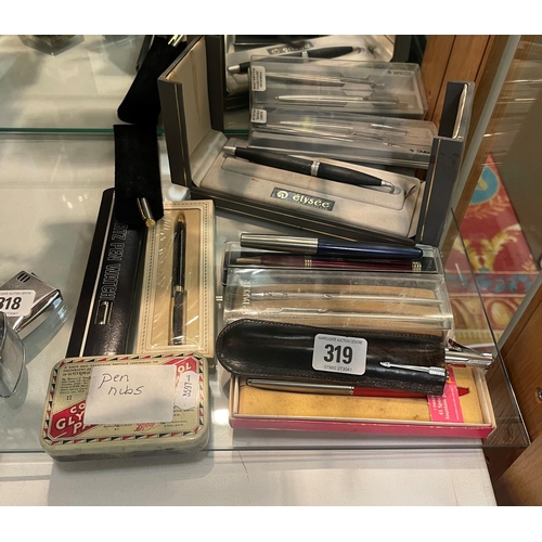 319 - ASSORTMENT OF PENS IN ORIGINAL BOXES INCLUDING PARKER AND ÉLYSÉE