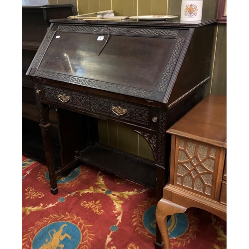 15 - EDWARDIAN LACQUERED MAHOGANY CHIPPENDALE STYLE BUREAU