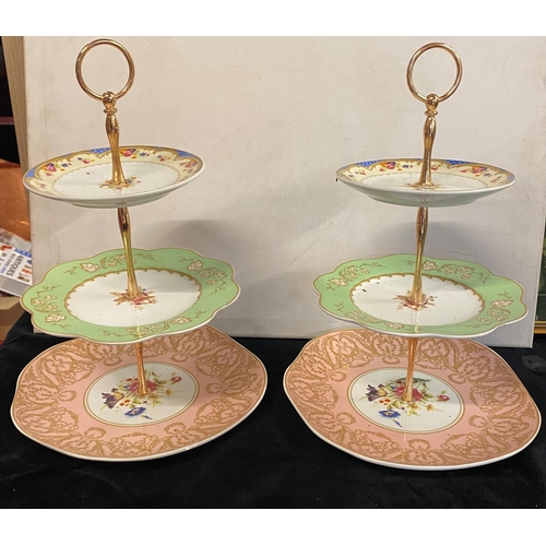 176 - PAIR OF TRIPLE CAKE STANDS