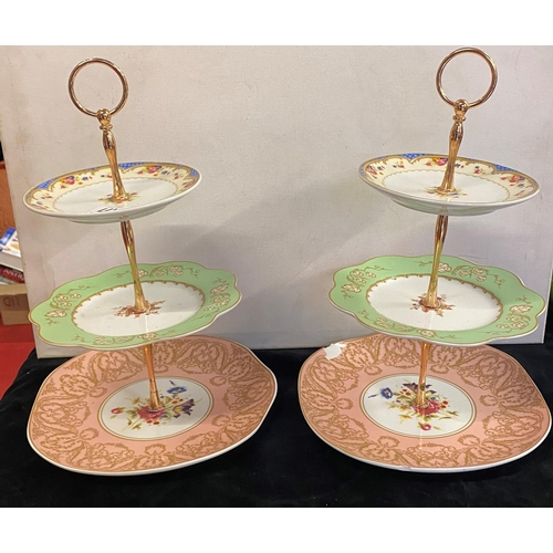 177 - PAIR OF TRIPLE CAKE STANDS