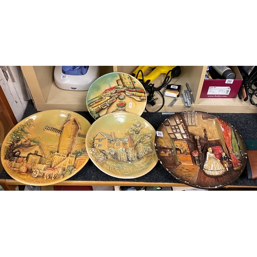 212 - FOUR VINTAGE CHALK PLATES IN RELIEF